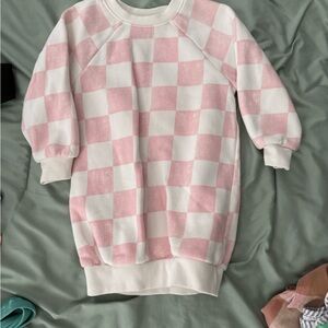 Kids Pink and White Checkered Sweatshirt